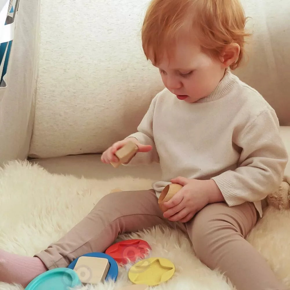 TOOKY TOY medinė dėlionė piramidės formos meškiukas 11 vnt.