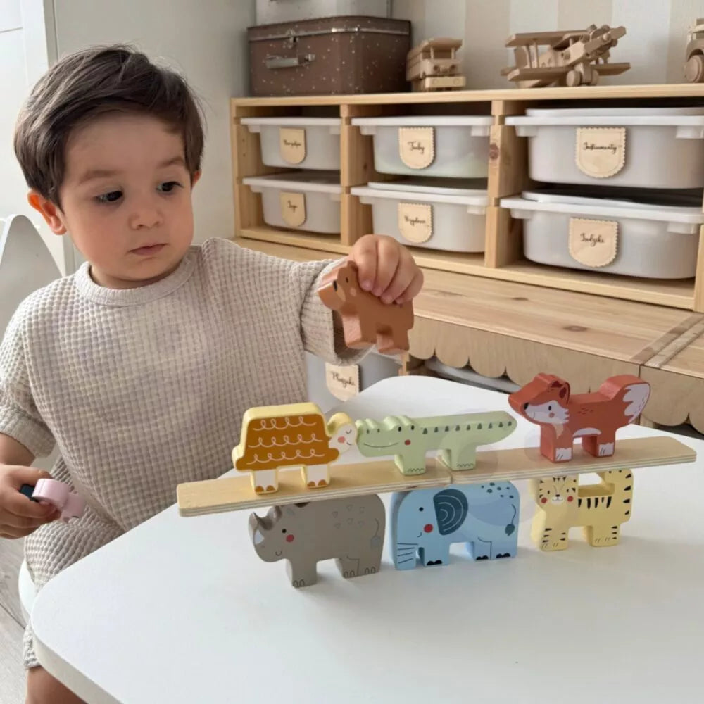 TOOKY TOY Mediniai kaladėlės Dėlionė Gyvūnai Montessori 9 vnt.