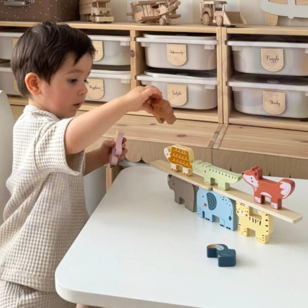 TOOKY TOY Mediniai kaladėlės Dėlionė Gyvūnai Montessori 9 vnt.
