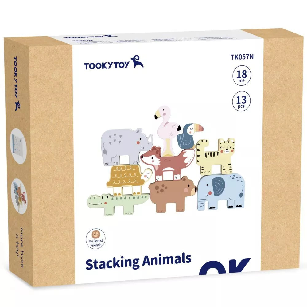 TOOKY TOY Mediniai kaladėlės Dėlionė Gyvūnai Montessori 9 vnt.