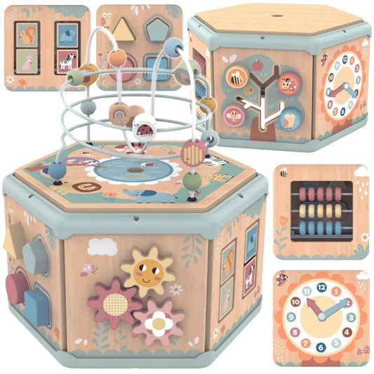 „TOOKY TOY“ interaktyvi medinė Montessori šešiakampė atidaroma dėžė