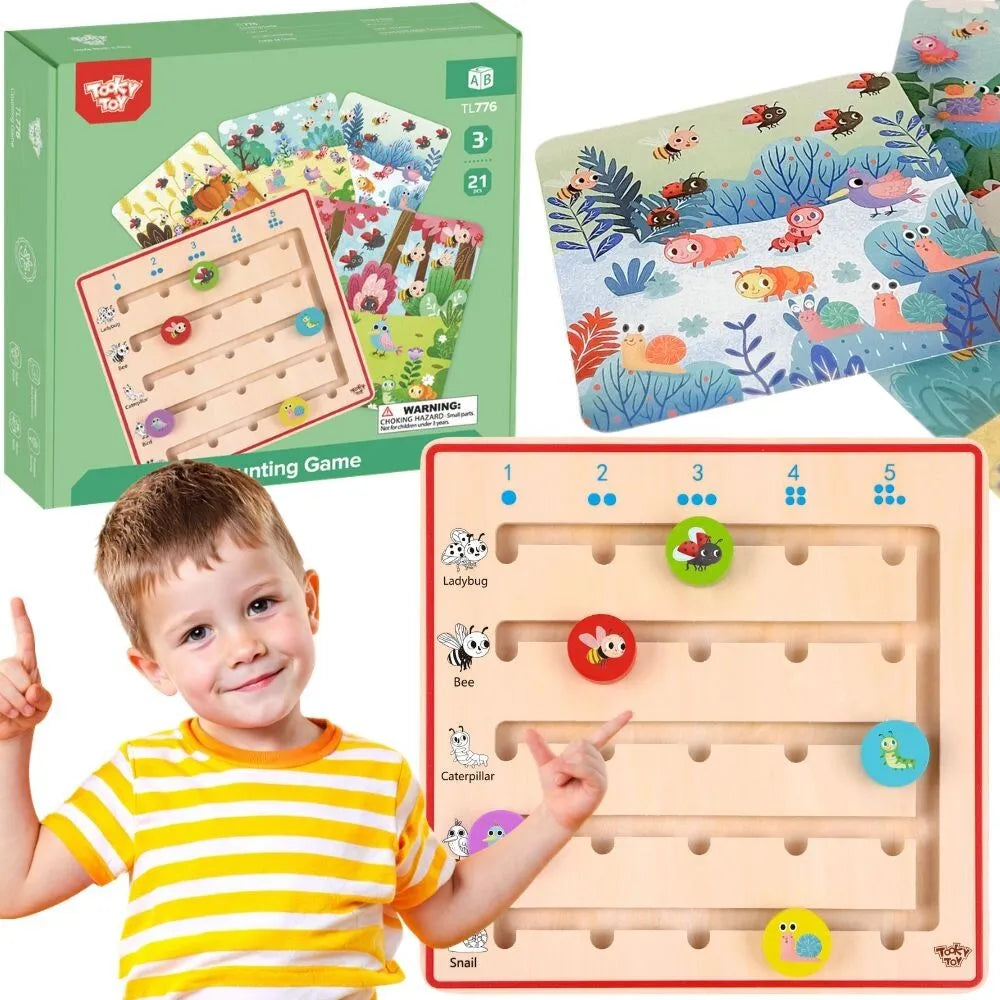 Tooky Toy medinė atminties ir skaičiavimo žaidimo lenta „Miško gyvūnėliai“