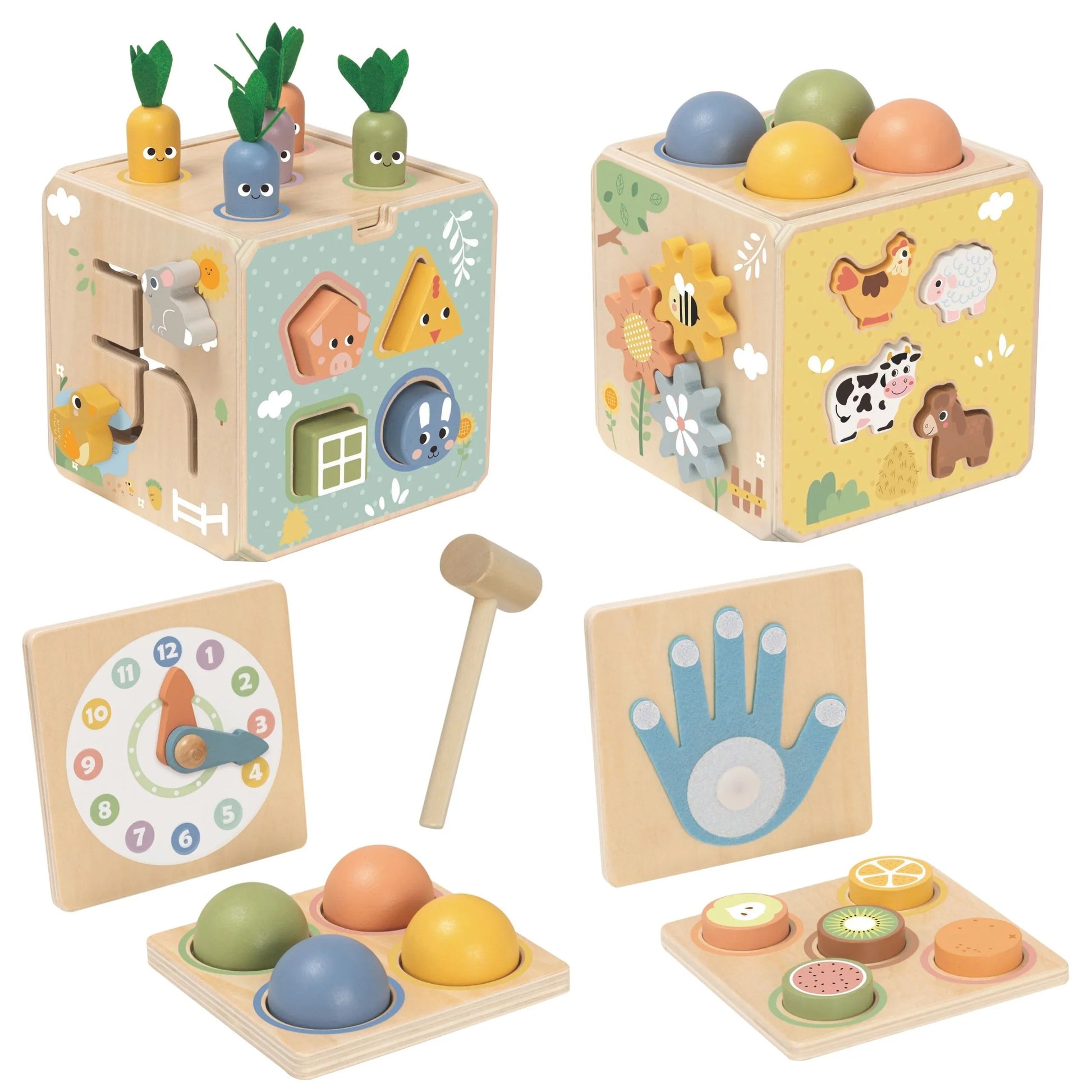 Tooky Toy medinė edukacinė 5in1 lavinamoji kubo stotis