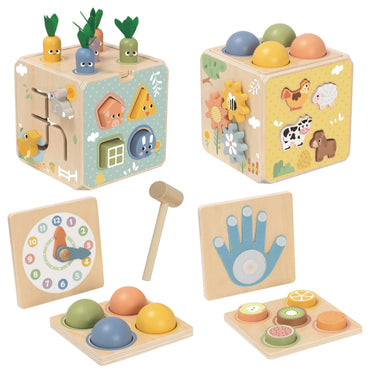 Tooky Toy medinė edukacinė 5in1 lavinamoji kubo stotis
