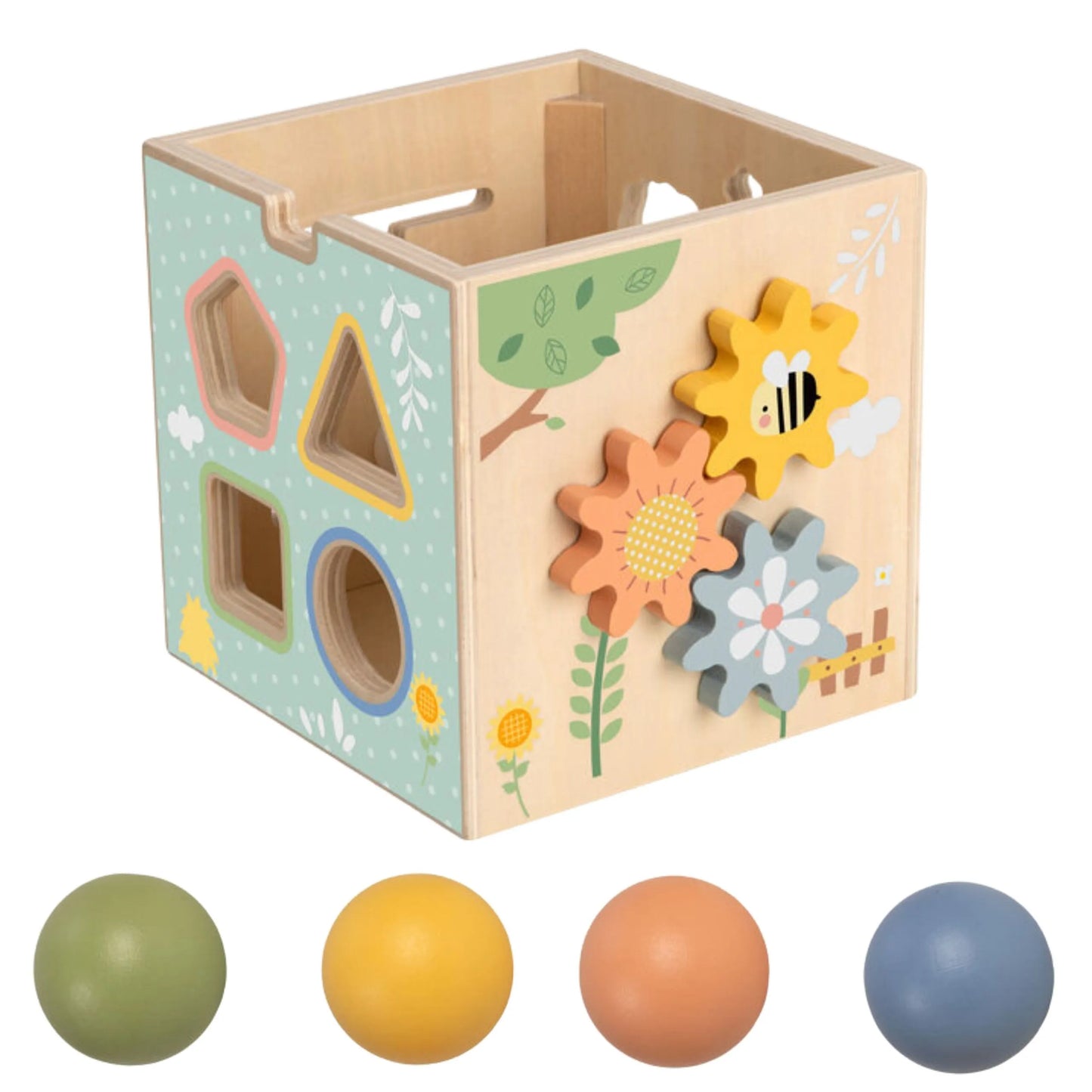 Tooky Toy medinė edukacinė 5in1 lavinamoji kubo stotis