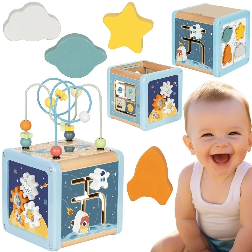 Tooky Toy medinė kosmoso aktyvumo kubo stotis