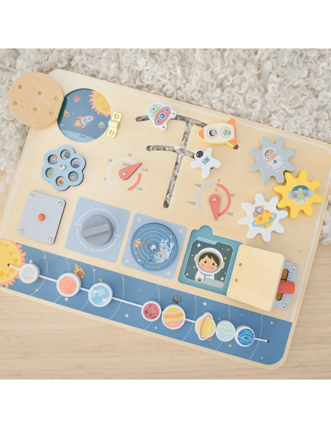 TOOKY TOY medinė Montessori edukacinė lenta „Astronautas ir kosminis laivas“
