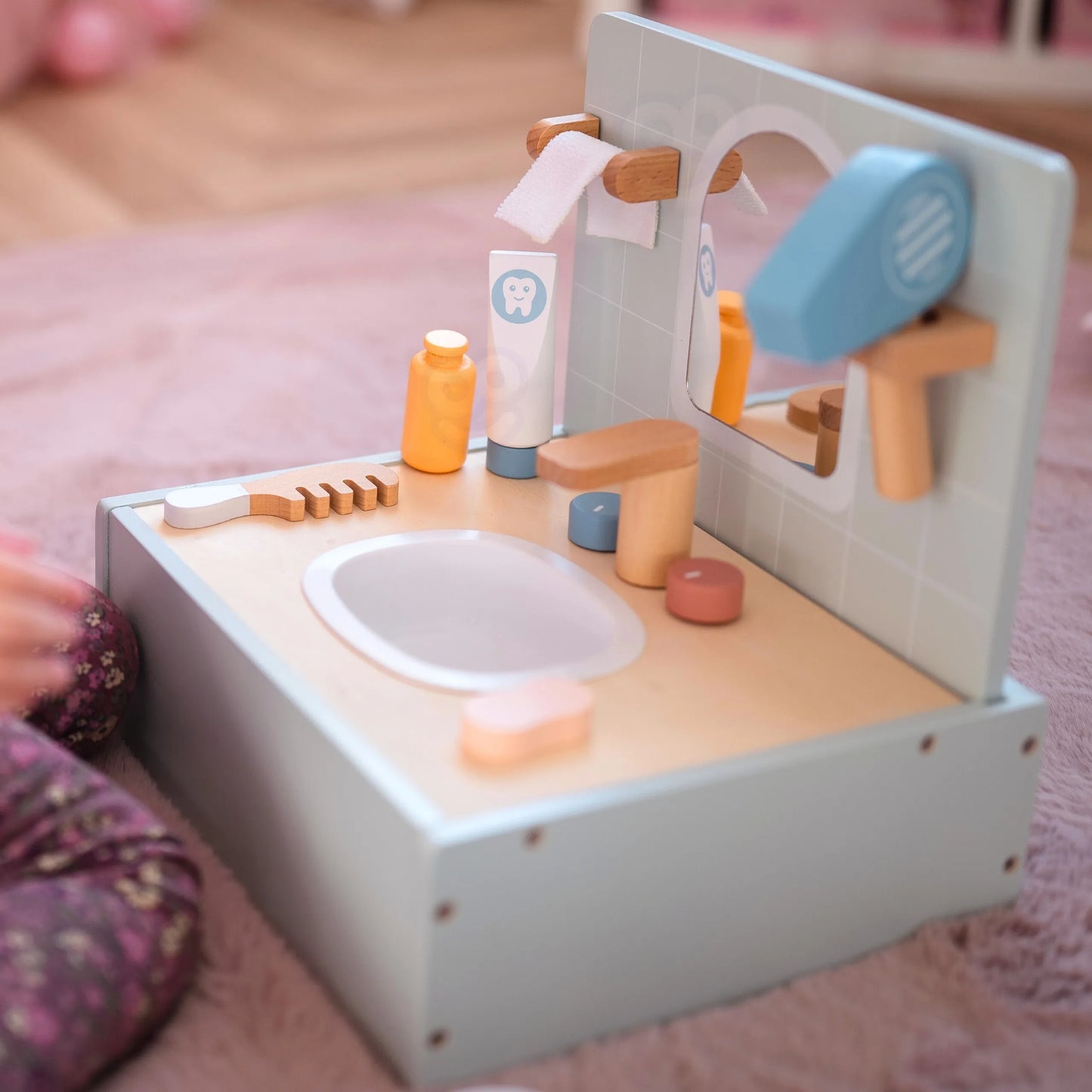 Tooky Toy medinė vonios ir higienos stotelė su aksesuarais