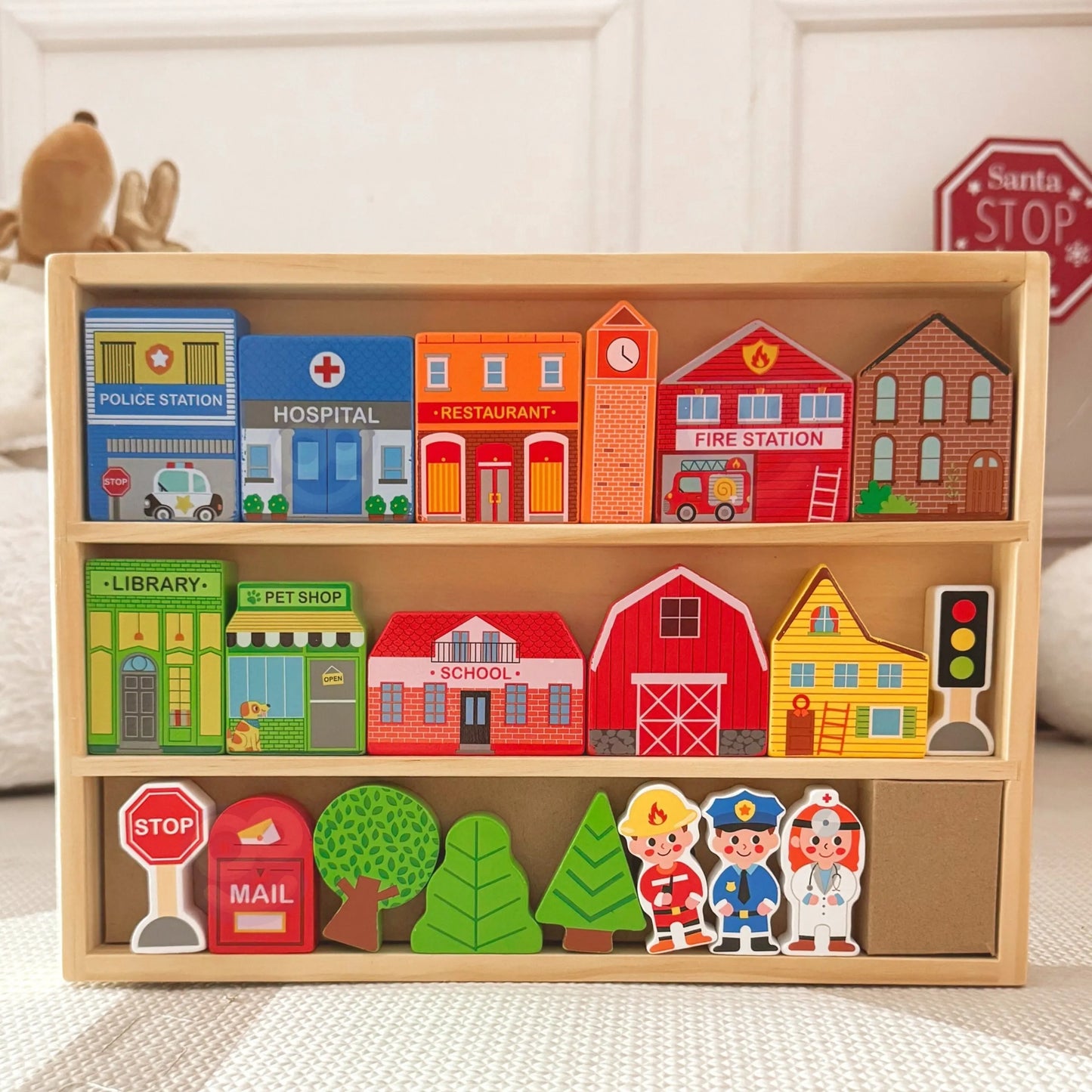 Tooky Toy medinės miesto figūrėlės