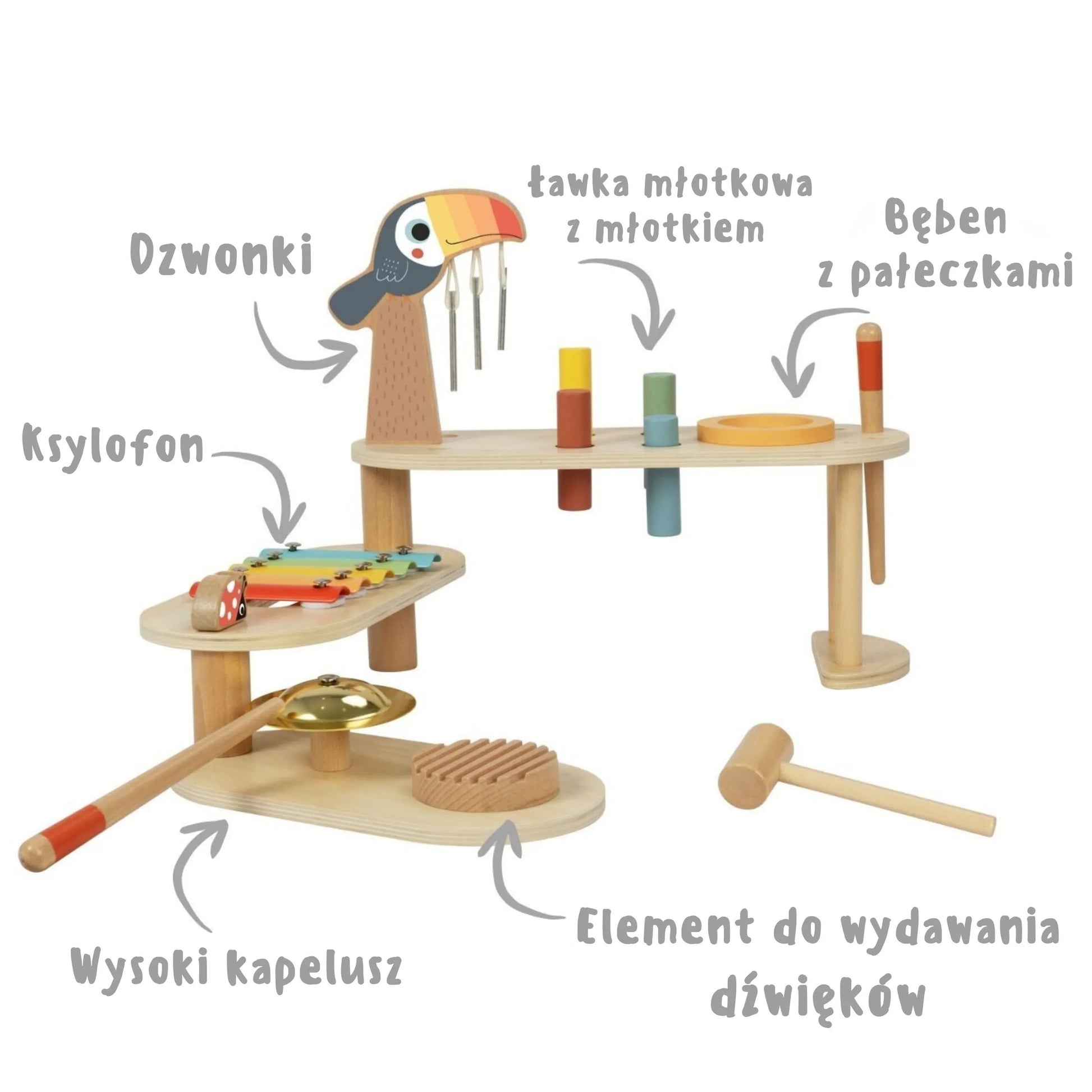 Tooky Toy medinis edukacinis muzikinis stalas (3+)