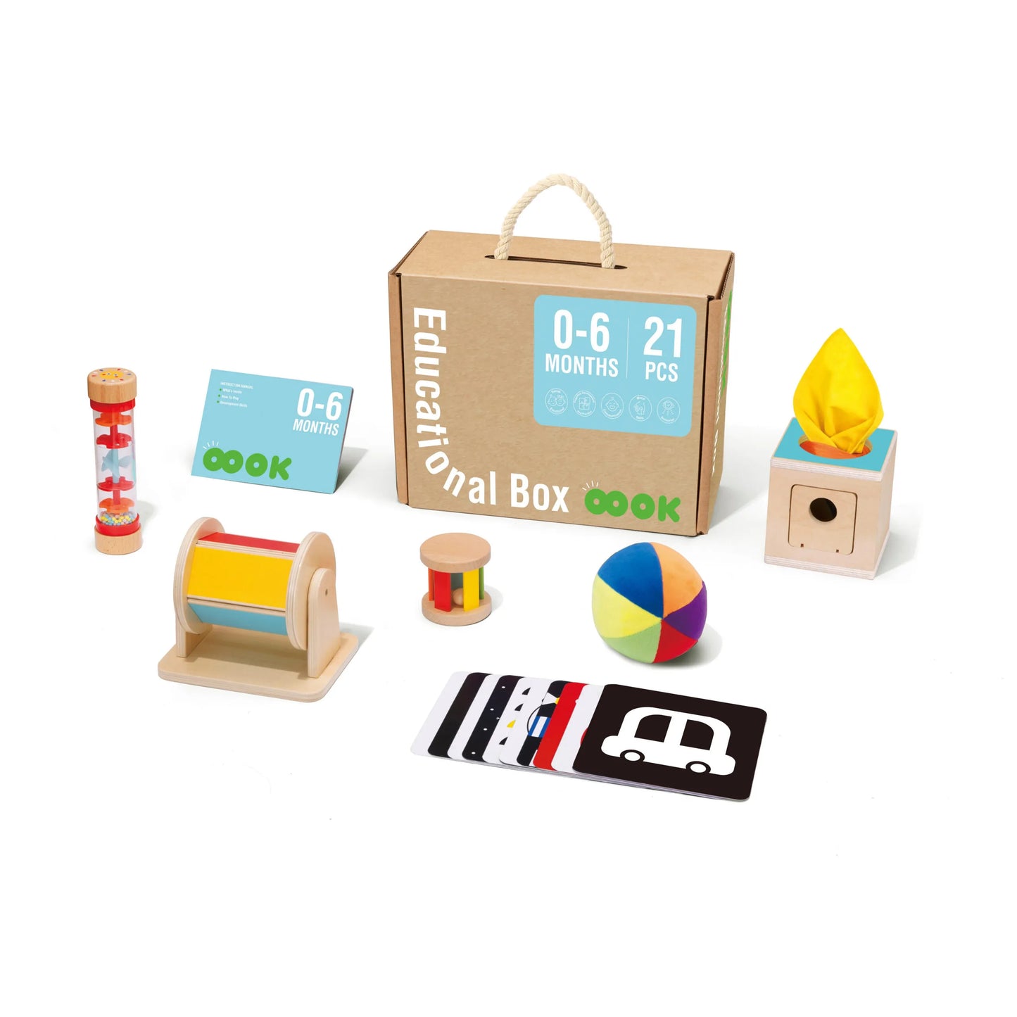 Tooky Toy Montessori XXL sensorinis rinkinys 6in1 (0–6 mėn.)