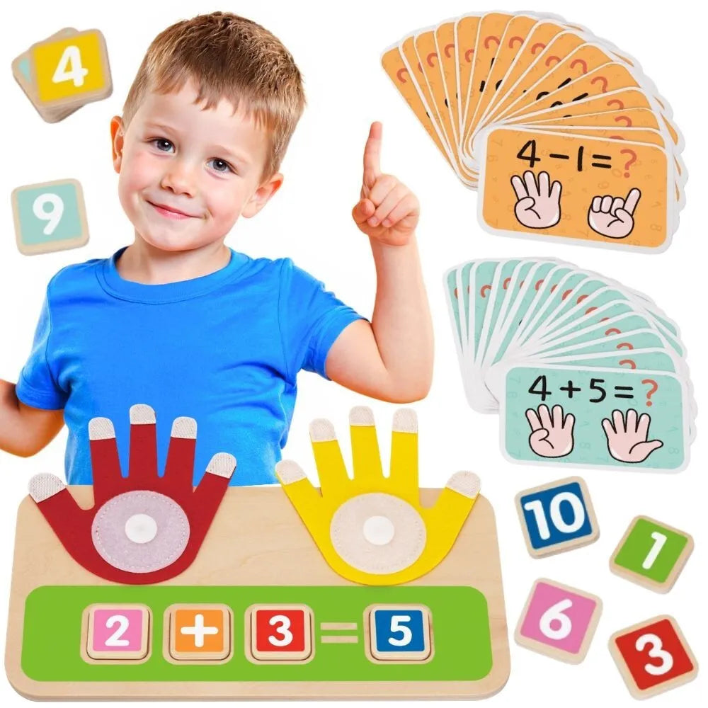 Tooky Toy „Skaičiuojame pirštais“ – medinė matematinė edukacinė priemonė