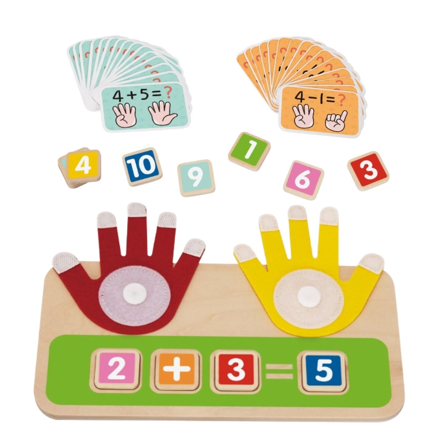 Tooky Toy „Skaičiuojame pirštais“ – medinė matematinė edukacinė priemonė