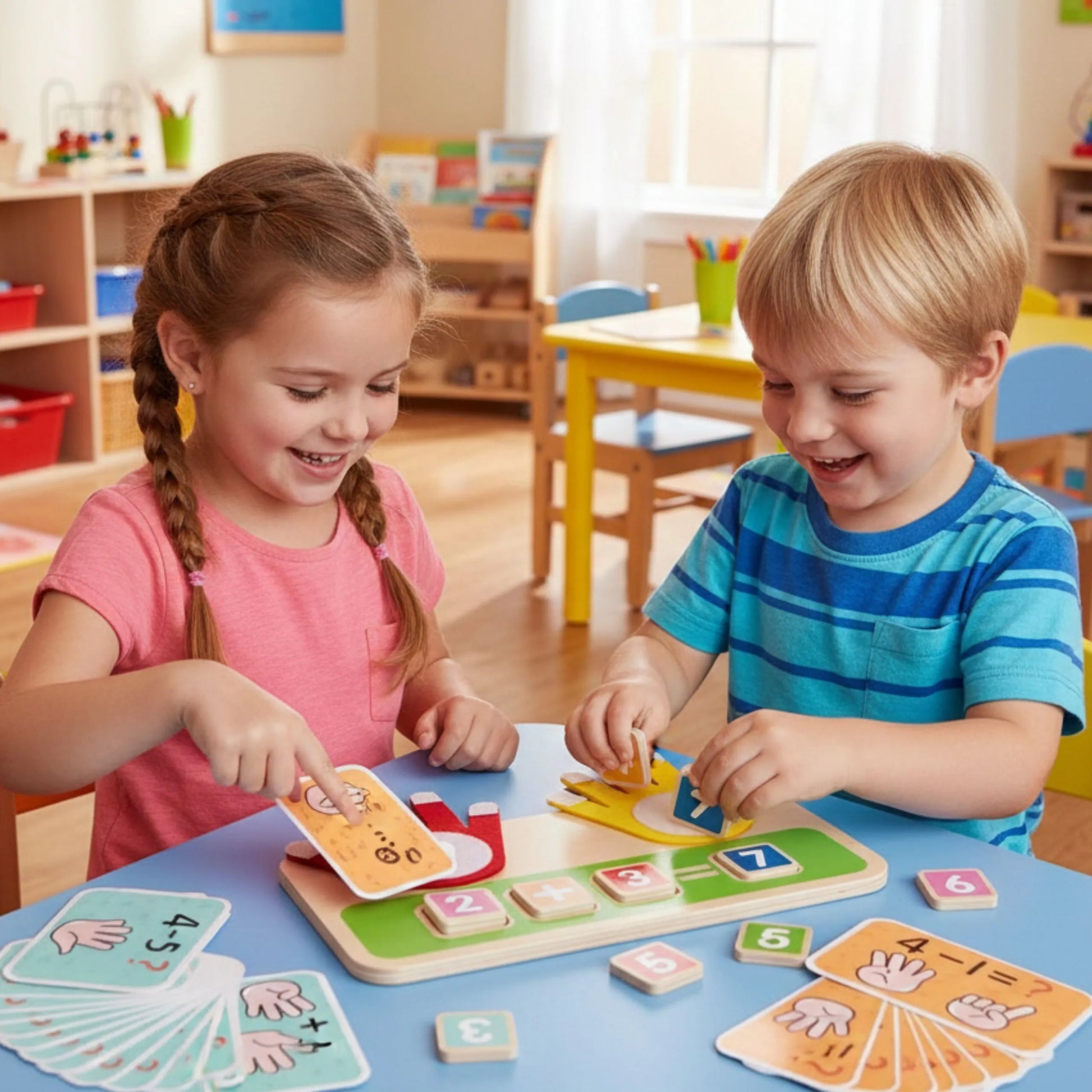 Tooky Toy „Skaičiuojame pirštais“ – medinė matematinė edukacinė priemonė