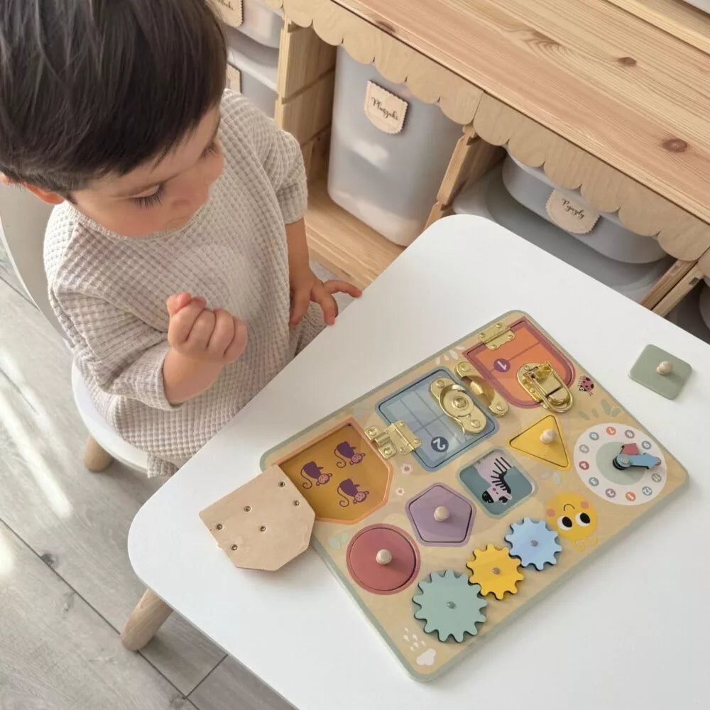TOOKY TOY manipuliavimo lenta, spynos, krumpliaračiai, rūšiavimo laikrodis