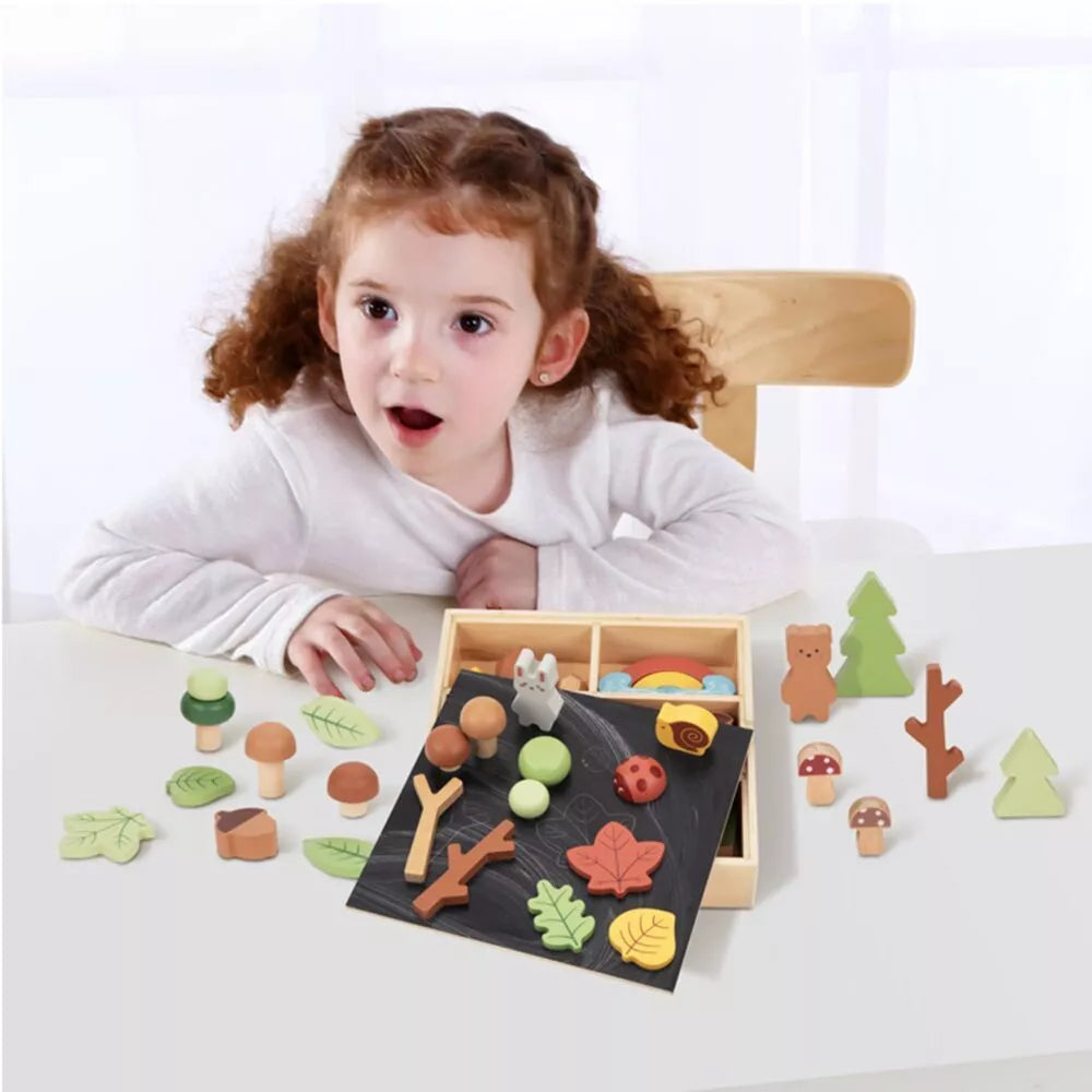 Miško rinkinys dėlionės plytų figūrėlės