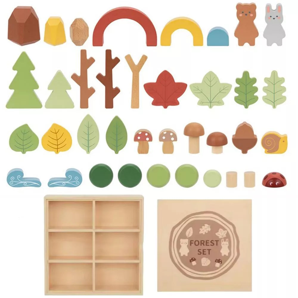 Miško rinkinys dėlionės plytų figūrėlės
