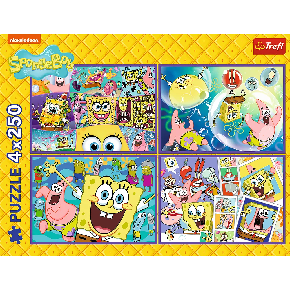 Trefl „SpongeBob pašėlęs pasaulis“ – 4×250 det. dėlionės