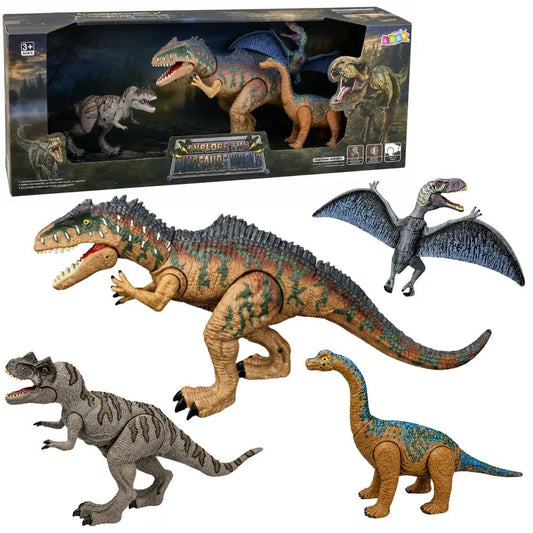 T‑Rex dinozaurų rinkinys: Spinosaurus, Pteranodon, Brachiosaurus su garsais