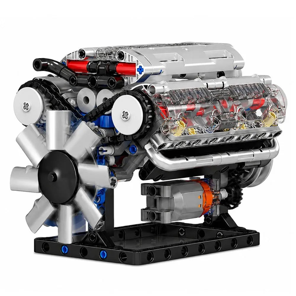 „V8 Engine 552“ – mechaninis V8 variklio konstruktorius su judančiomis dalimis