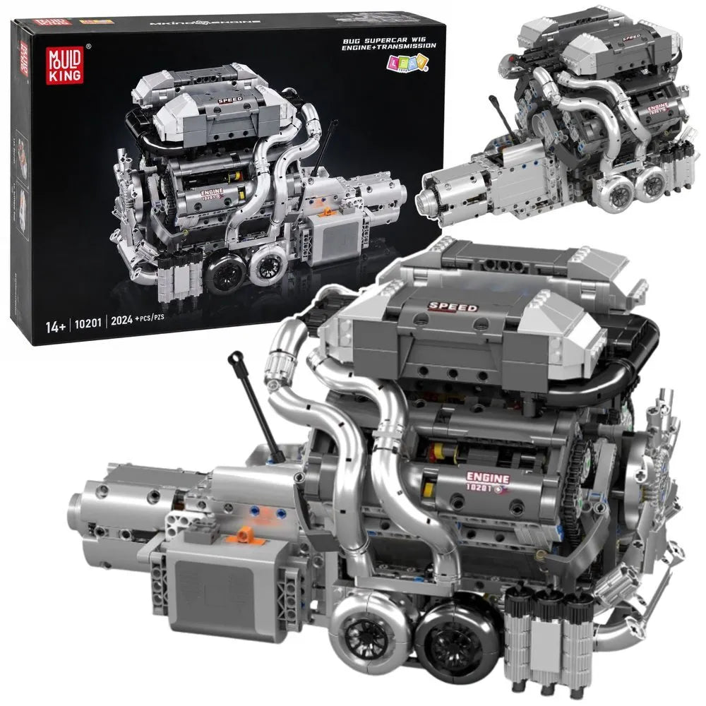 V8 Engine techninių kaladėlių variklis su pavarų dėže, 2024 detalės