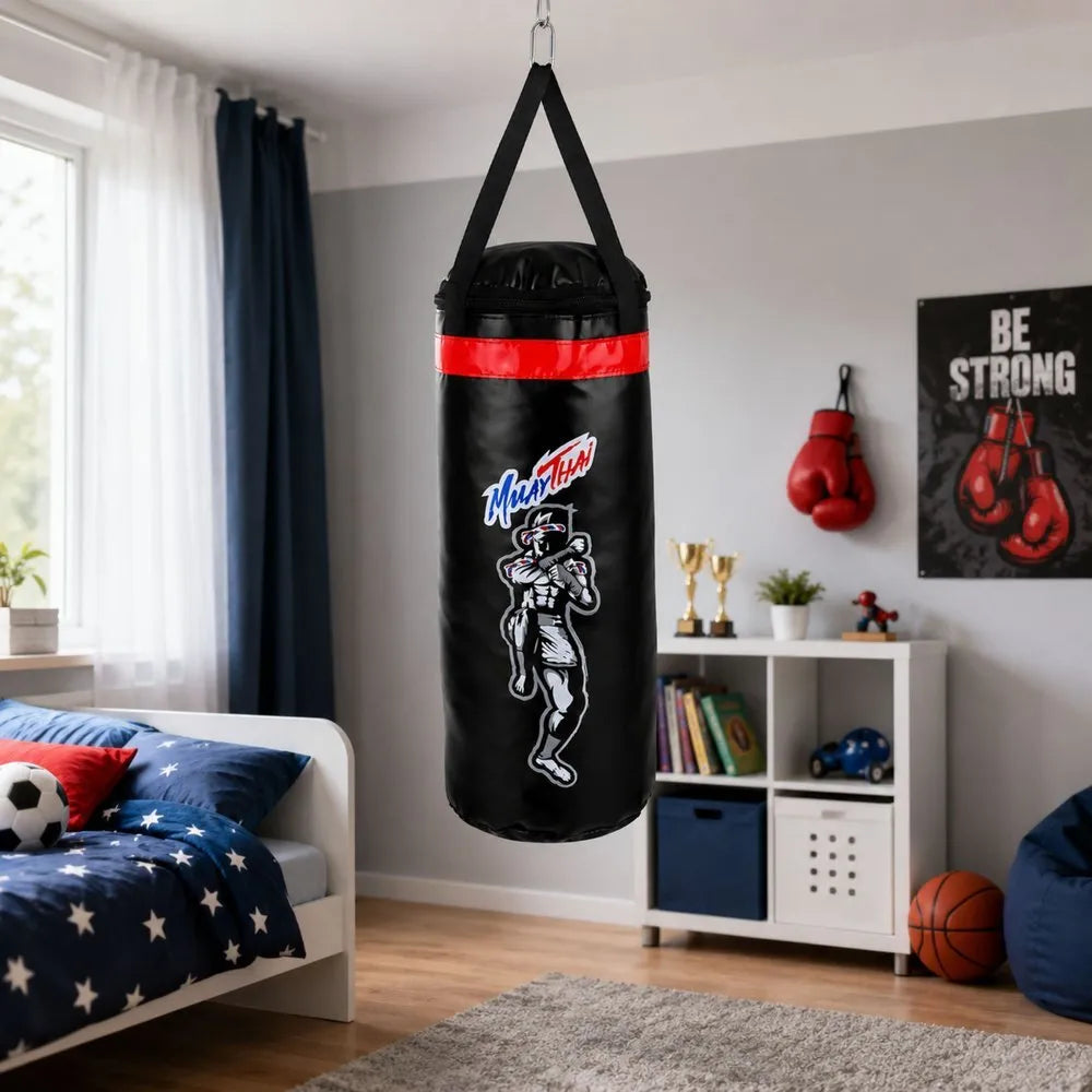 Vaikiškas bokso maišas su Muay Thai pirštinėmis – dydis M