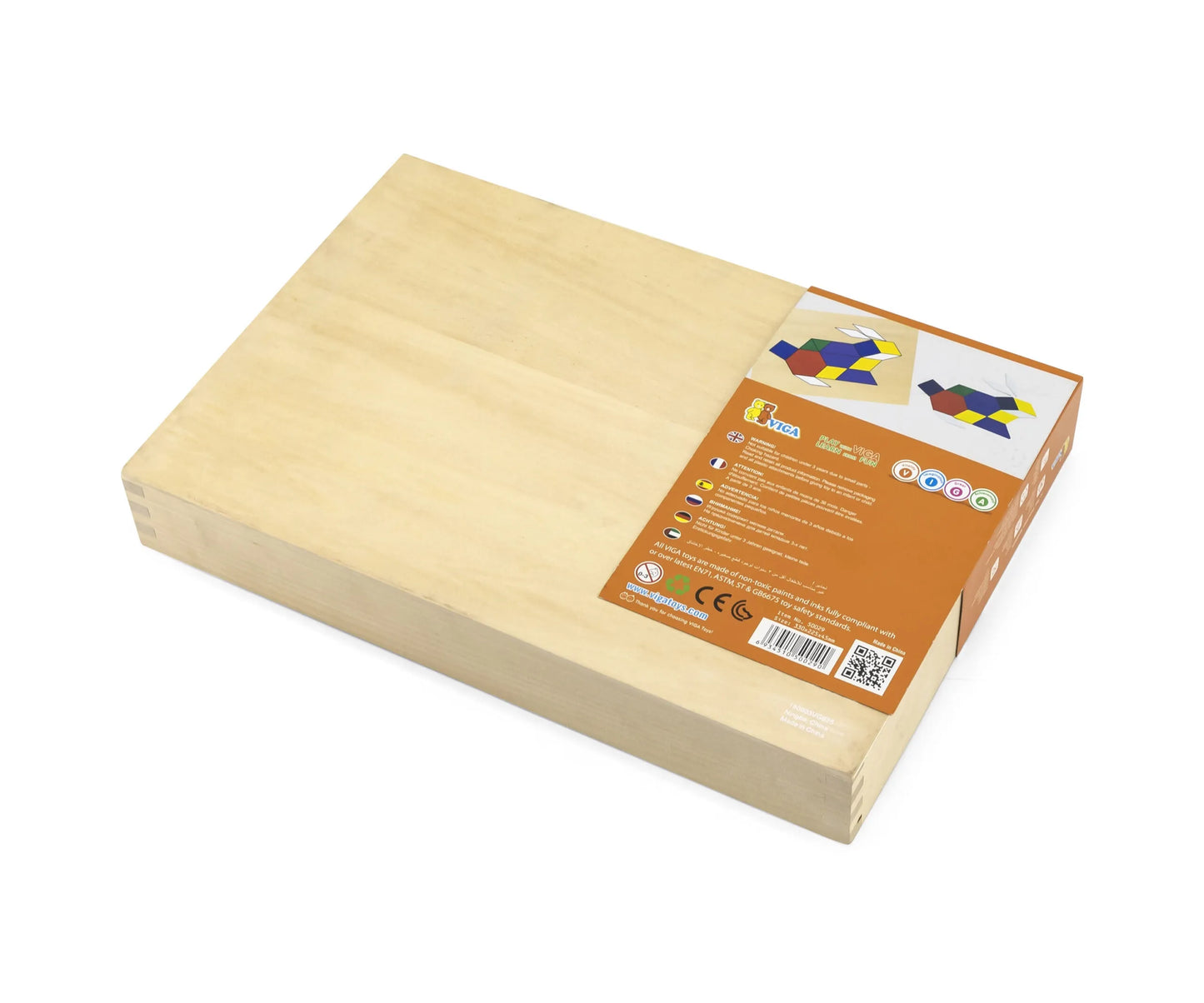 Viga medinė geometrinė mozaika – 148 elementų Montessori rinkinys