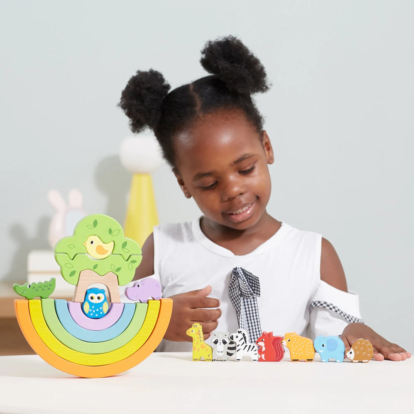 VIGA medinė vaivorykštės dėlionė – kūrybinės Montessori kaladėlės