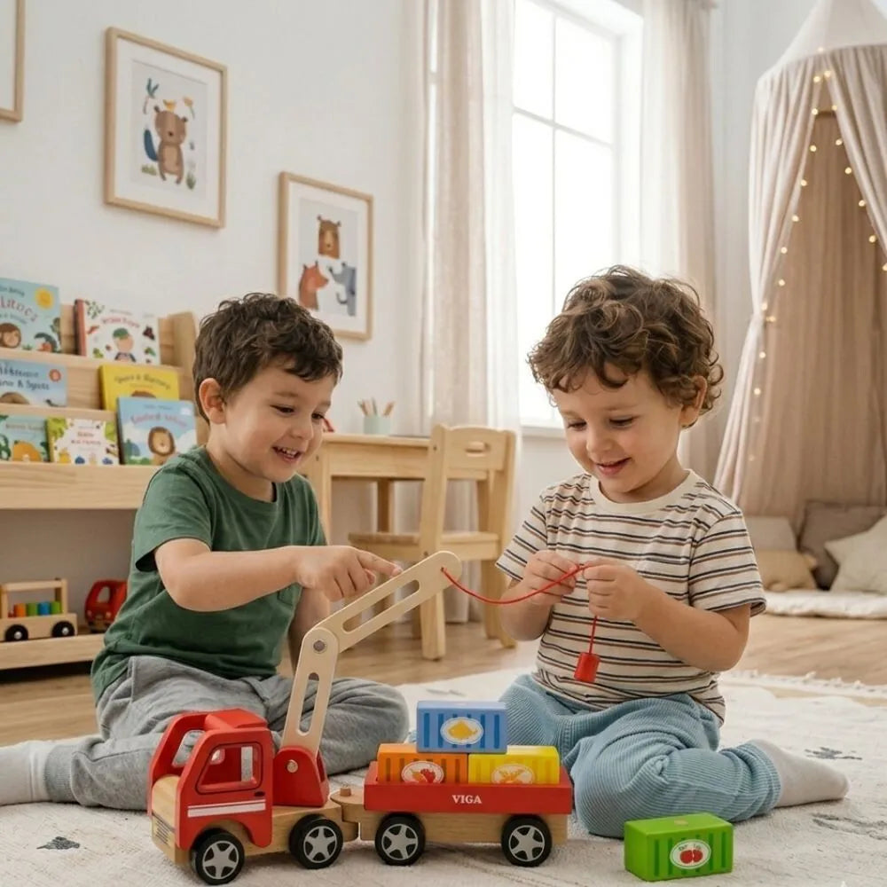VIGA medinis kranas su magnetiniais konteineriais