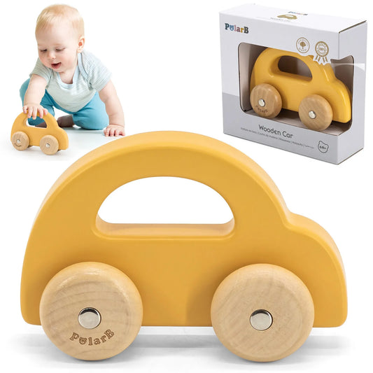 Viga medinis stumdomas automobilis – pirmasis mažylio transportas