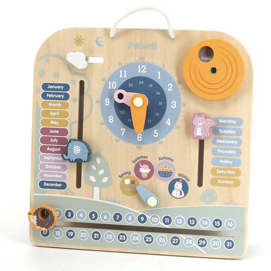 VIGA PolarB medinis Montessori kalendorius ir laikrodis
