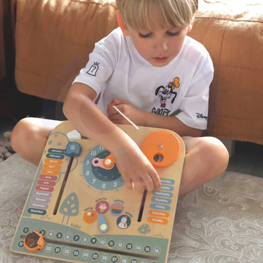 VIGA PolarB medinis Montessori kalendorius ir laikrodis