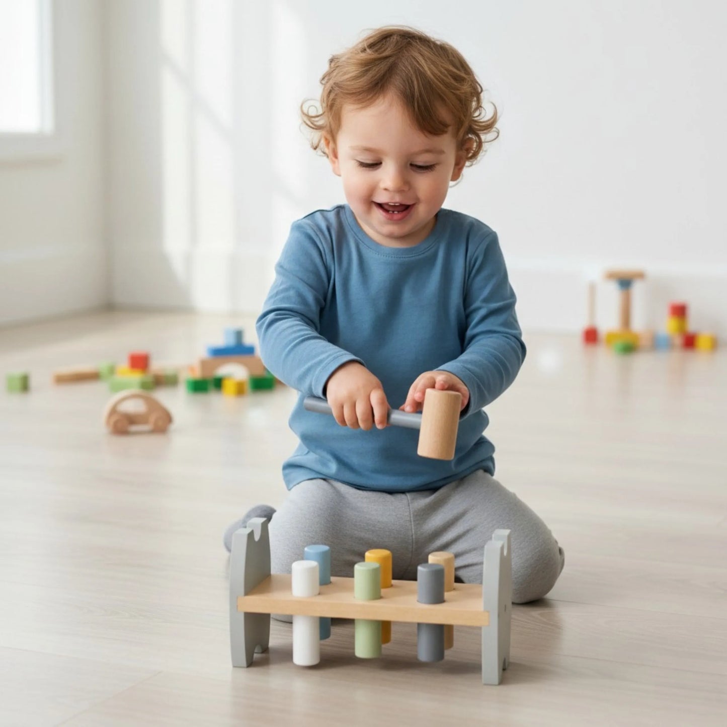 „VIGA PolarB“ medinis pingvino kalimo žaislas – Montessori plaktuko žaidimas