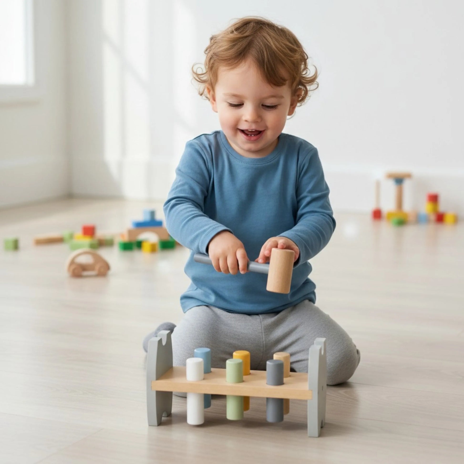 „VIGA PolarB“ medinis pingvino kalimo žaislas – Montessori plaktuko žaidimas