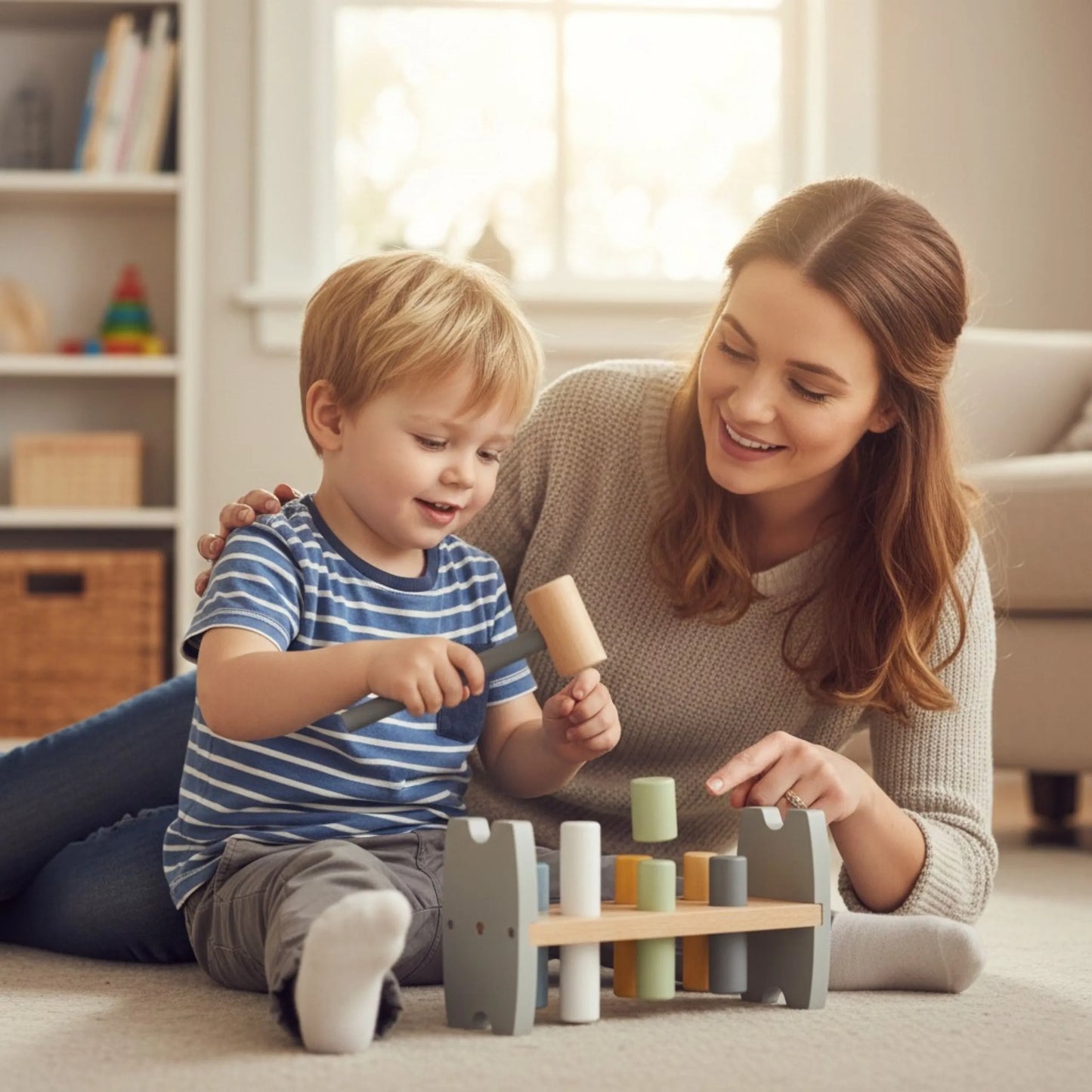 „VIGA PolarB“ medinis pingvino kalimo žaislas – Montessori plaktuko žaidimas