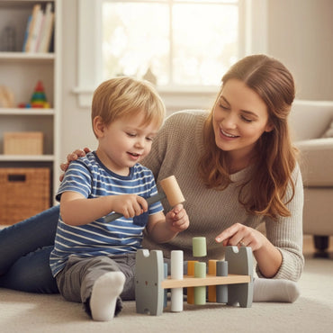 „VIGA PolarB“ medinis pingvino kalimo žaislas – Montessori plaktuko žaidimas