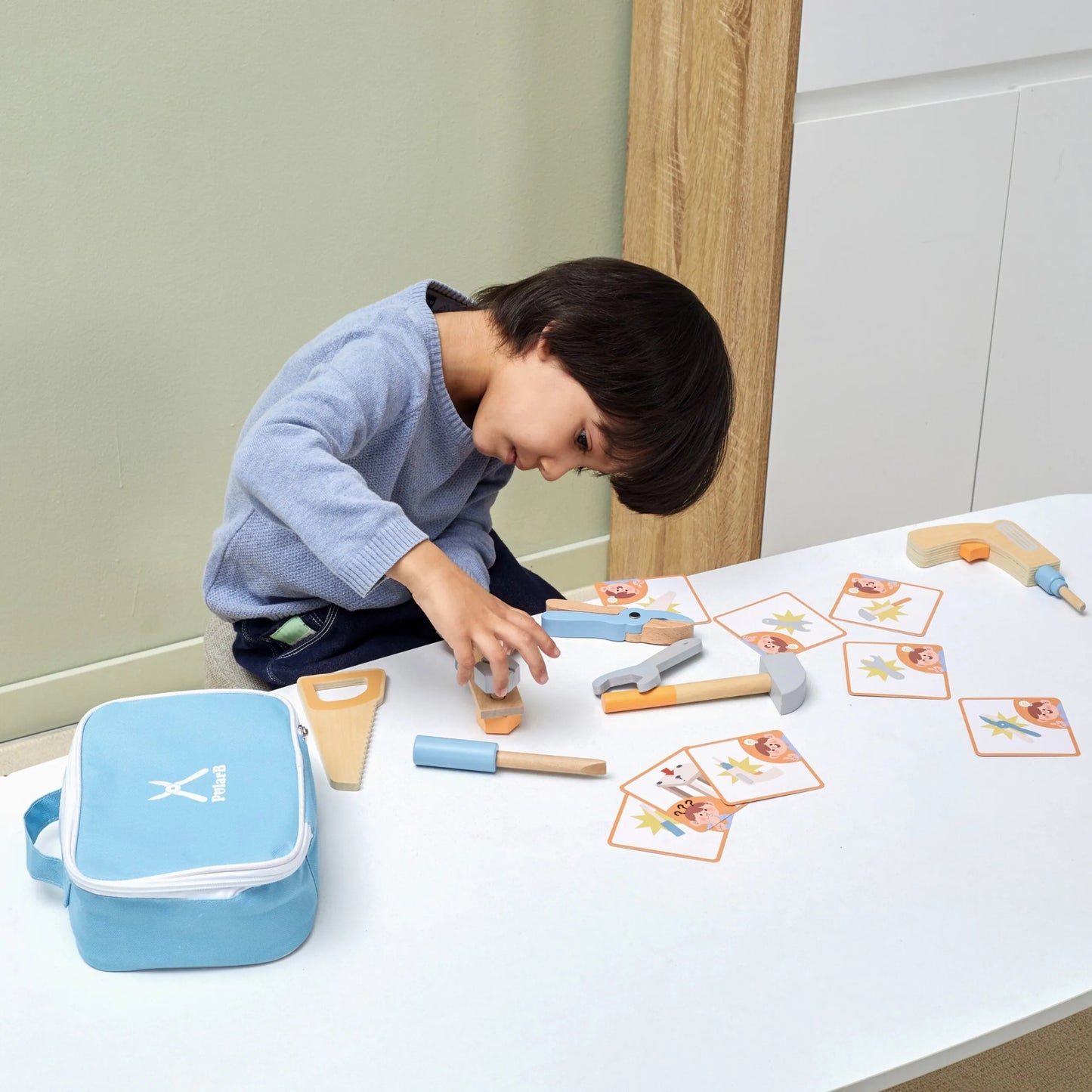 Viga Toys medinių įrankių rinkinys – su įrankių dėžute
