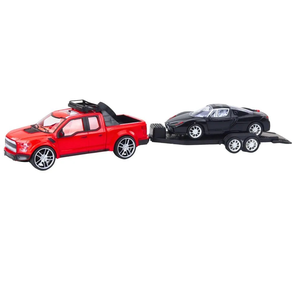 Visureigio rinkinys su priekaba ir sportiniu automobiliu
