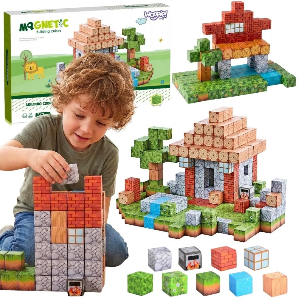 Woopie 108 dalių magnetinės kaladėlės – gamtos tematikos rinkinys
