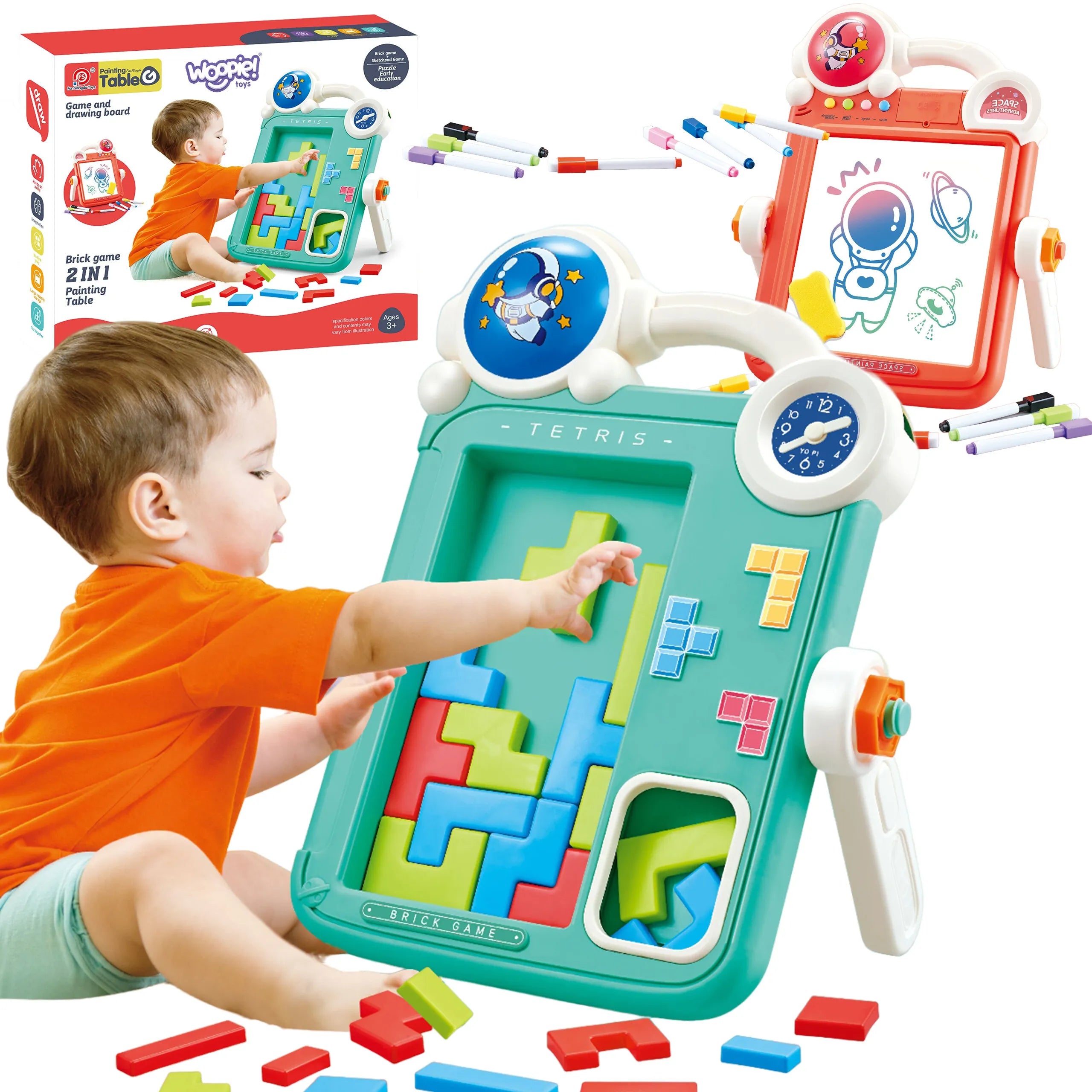 Woopie 2in1 dvipusė piešimo lenta ir Tetris žaidimas