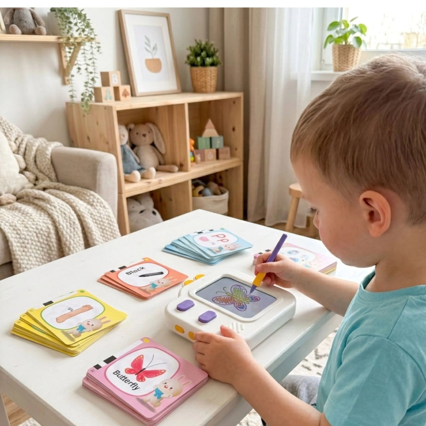 Woopie 2in1 mokomasis LCD piešimo ir anglų kalbos tabletas su garso kortelėmis