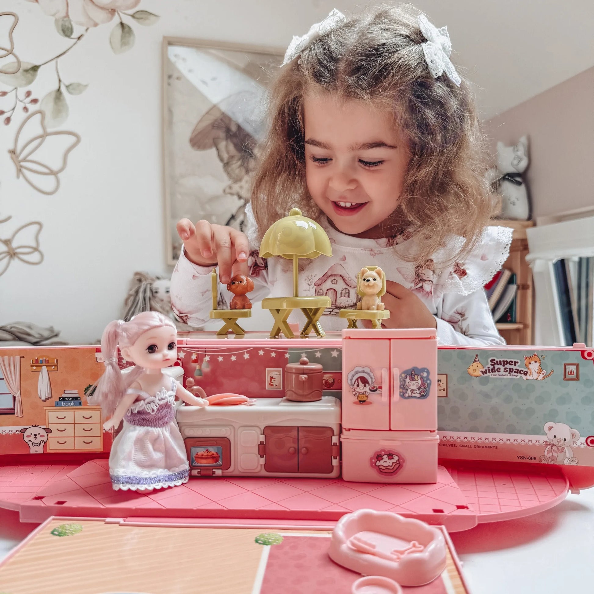Woopie 2‑in‑1 XXL kemperis–namelis lėlei