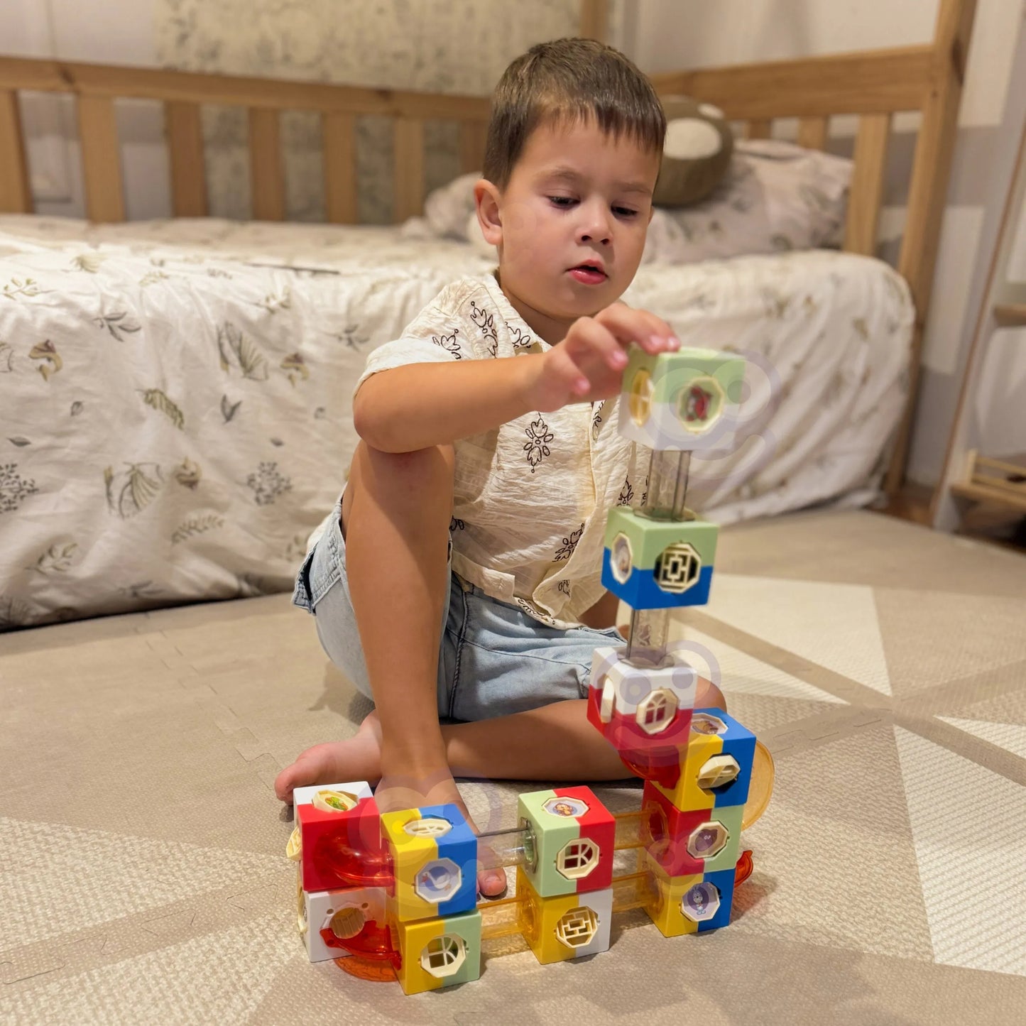 Woopie 3D konstrukciniai kaladėliai su kulodromu – kūrybinis 96 dalių rinkinys