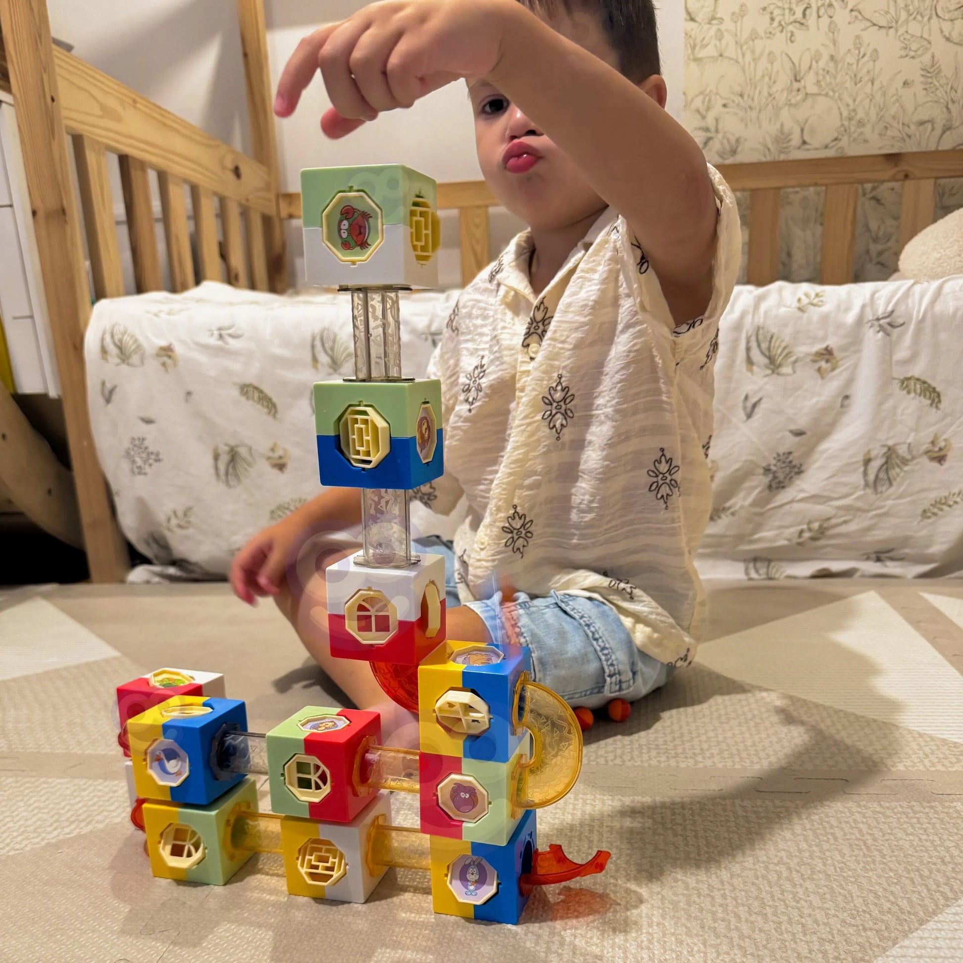 Woopie 3D konstrukciniai kaladėliai su kulodromu – kūrybinis 96 dalių rinkinys