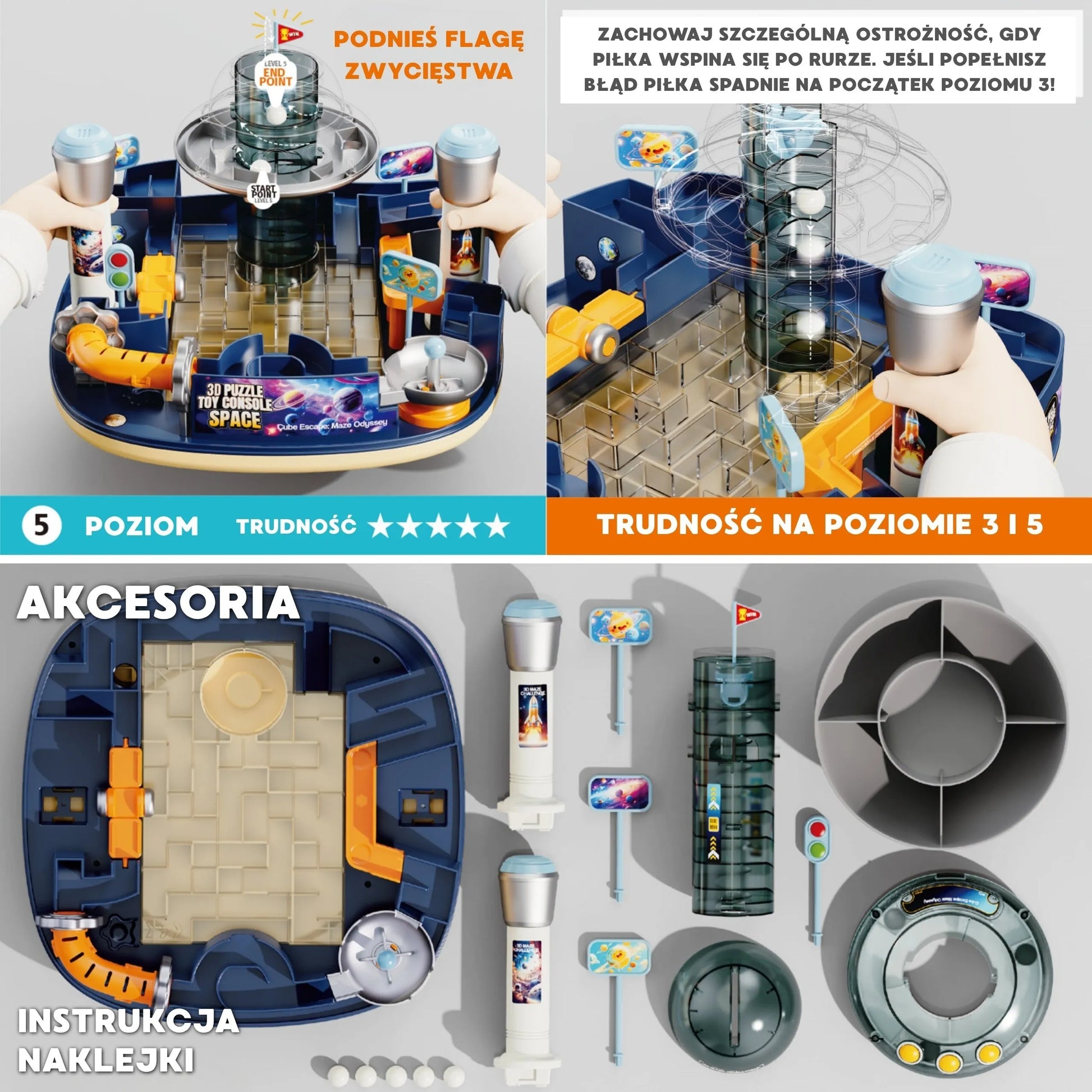 Woopie 3D loginė konsolė „Maze Odyssey“ – kosminis labirintas su metalinėmis kulkėmis