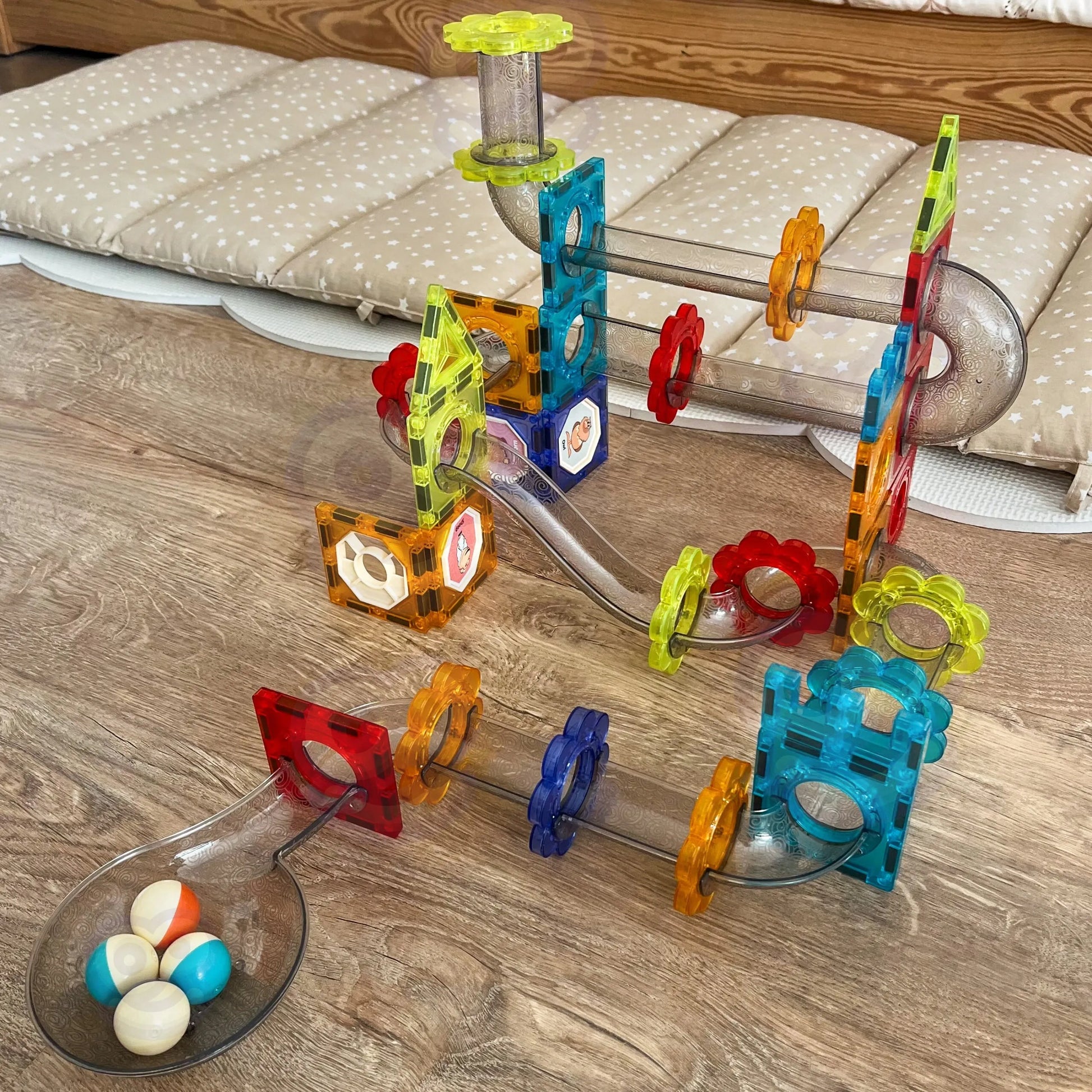 Woopie 3D magnetinės kaladėlės „Rutuliukų trasa“ (113 el.)