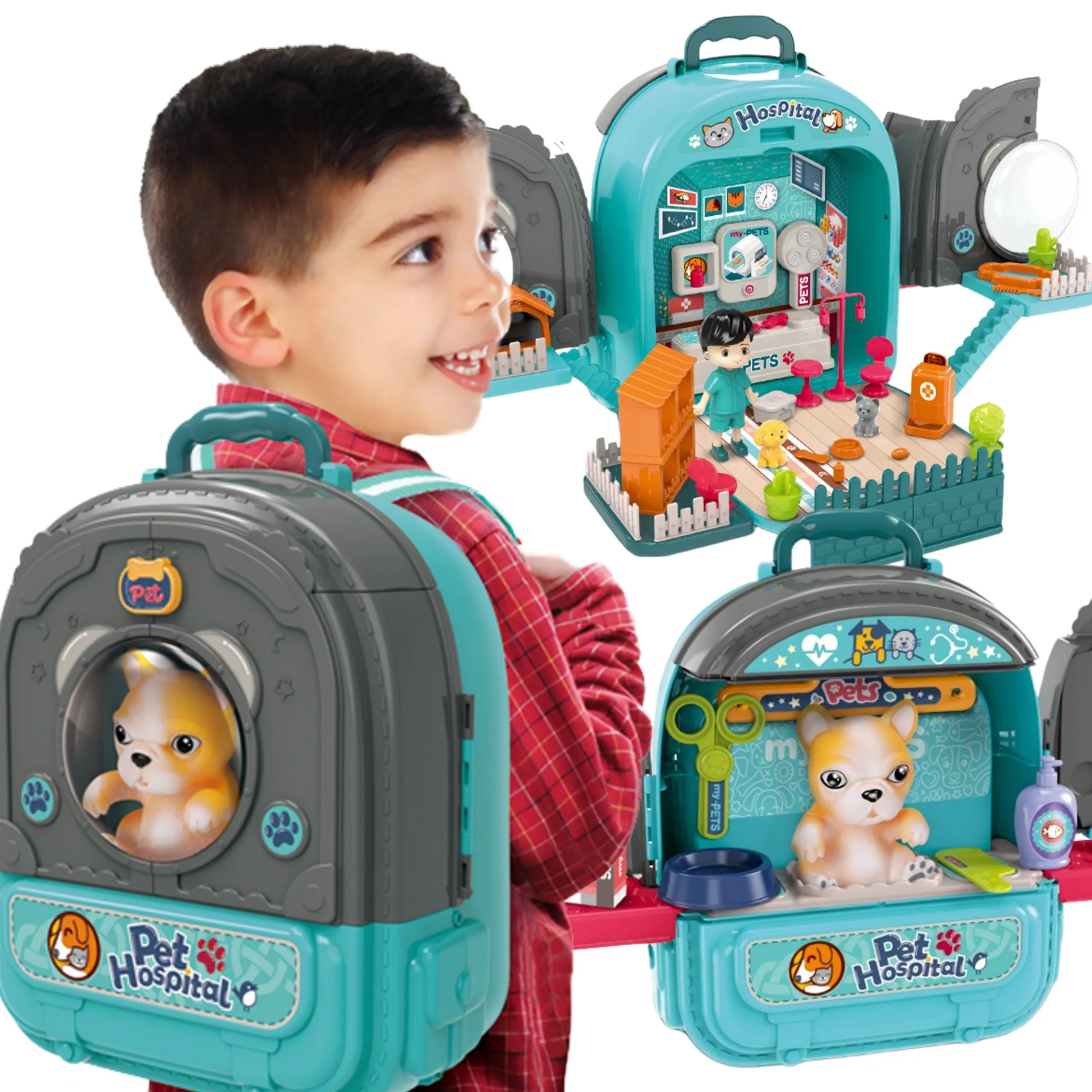 Woopie 3‑in‑1 lėlių namelis ir šuniuko priežiūros rinkinys kuprinėje (3+)