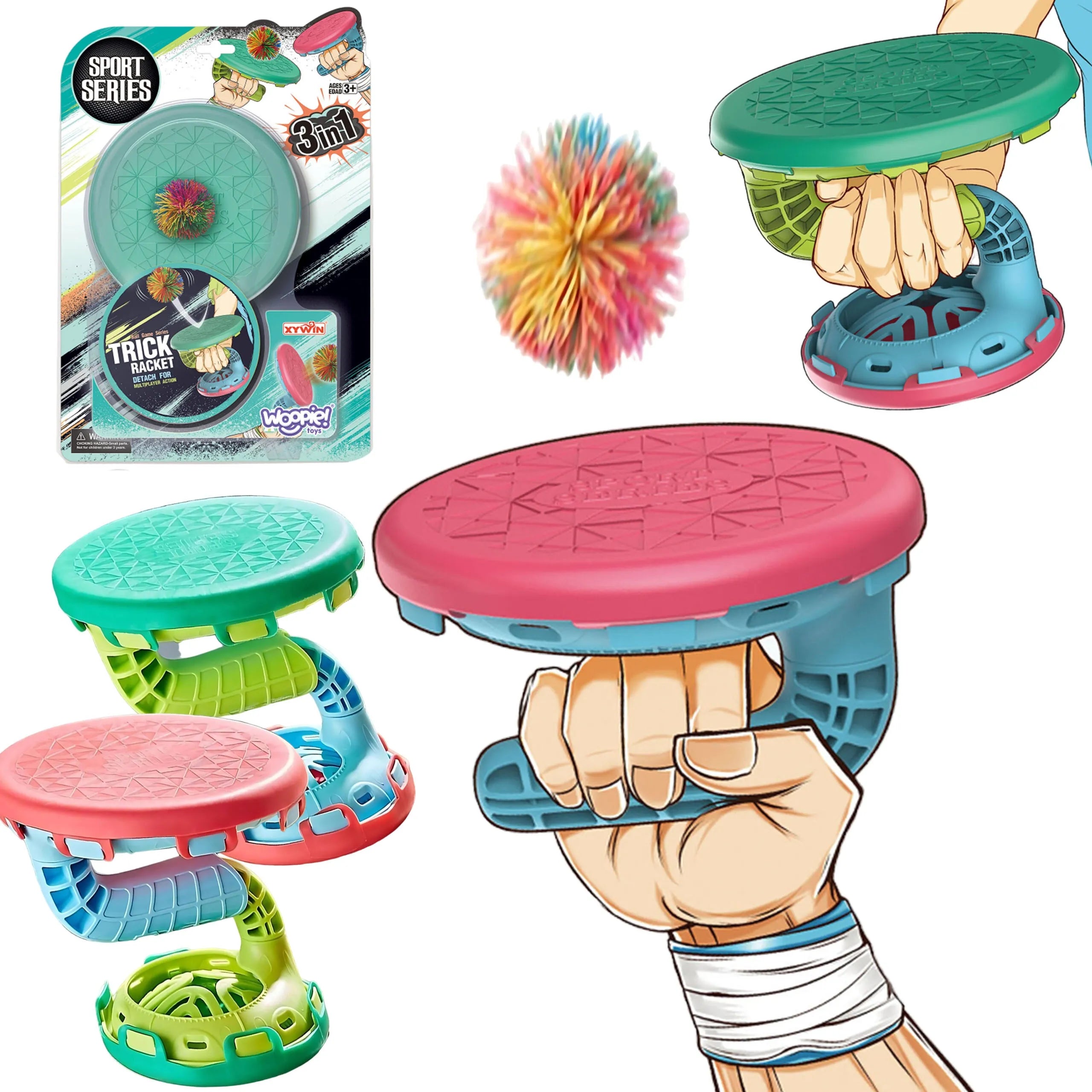 WOOPIE „3in1 Sports Bat“ – sportinių triukų ir gaudymo rinkinys vaikams, 3+