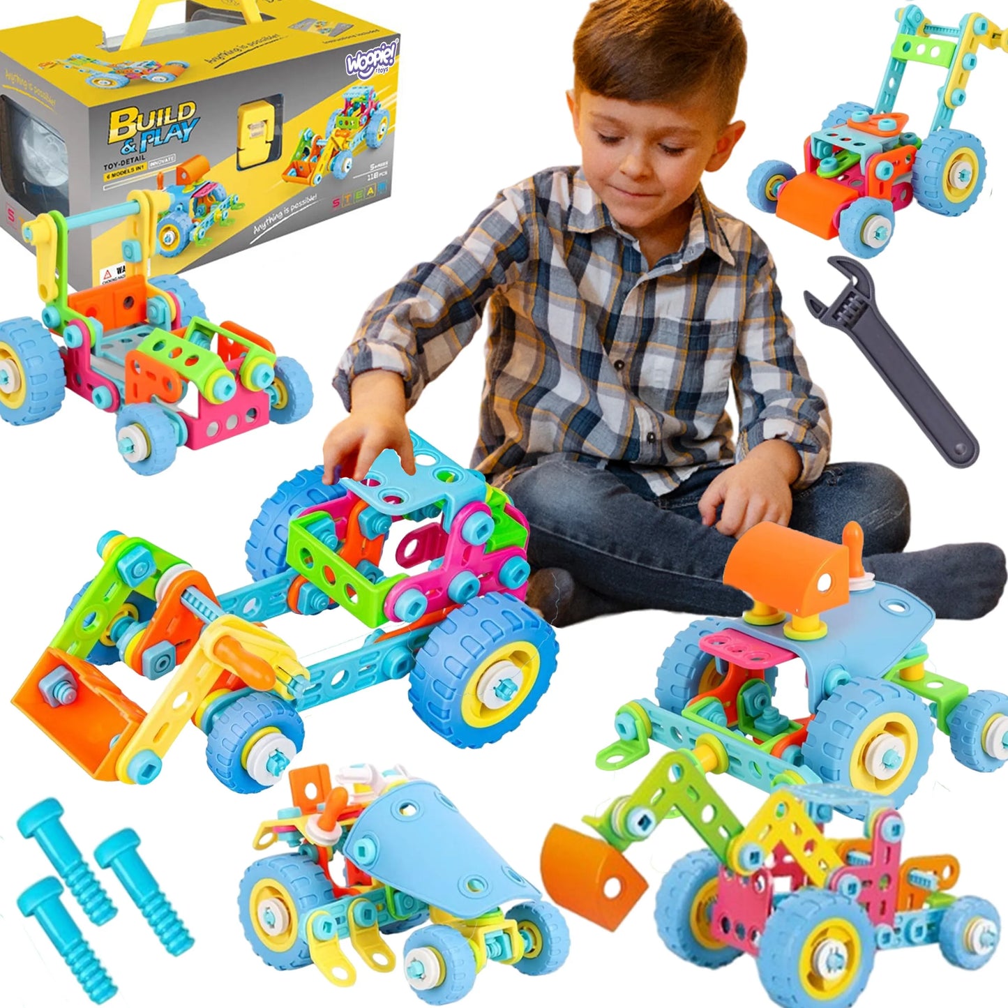 WOOPIE 6-in-1 STEM konstruktorius su varžtais