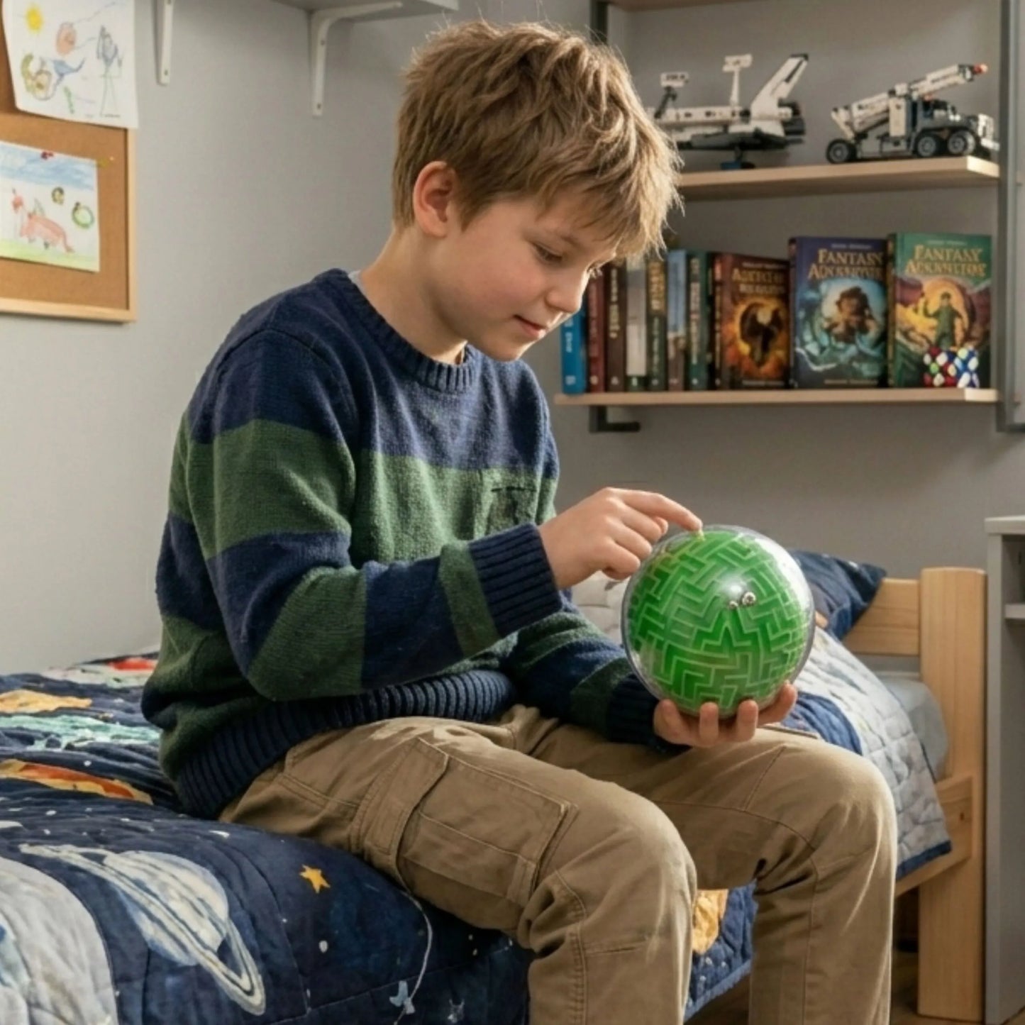 Woopie „Amaze Ball“ – 3D labirinto kamuolys, 10 cm, su metaliniu rutuliuku